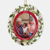 第1回クリスマスを祖父母として2 – フォトリース セラミックオーナメント (左)