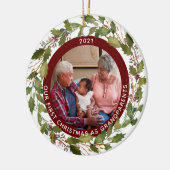 第1回クリスマスを祖父母として2 – フォトリース セラミックオーナメント (左)