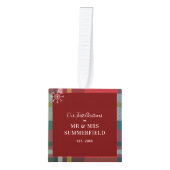 第1回クリスマスウェディングデーの写真プレイド キューブオーナメント (正面)