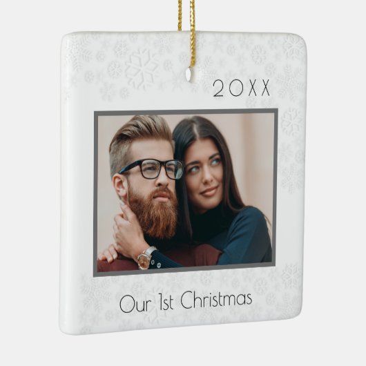 第1回クリスマスカップルの写真 セラミックオーナメント (右)