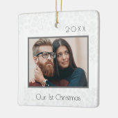 第1回クリスマスカップルの写真 セラミックオーナメント (左)