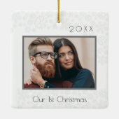 第1回クリスマスカップルの写真 セラミックオーナメント (裏面)
