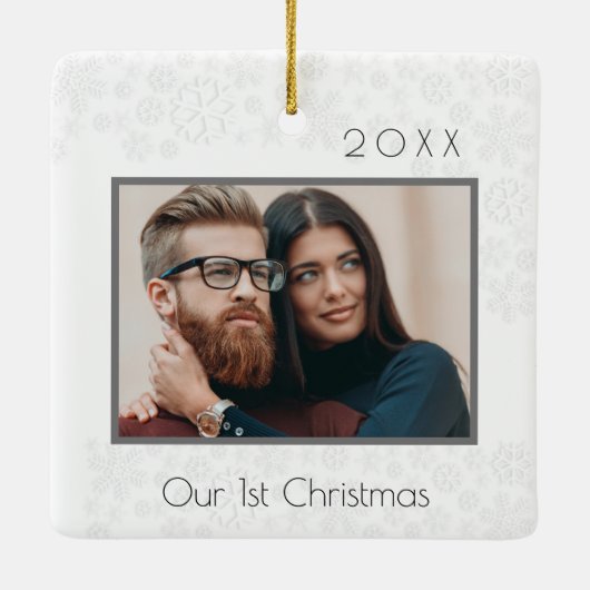 第1回クリスマスカップルの写真 セラミックオーナメント (裏面)