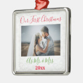 第1回クリスマスカップル結婚したフォトメタルオーナメント メタルオーナメント (左)
