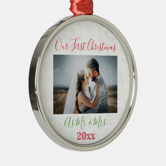 第1回クリスマスカップル結婚したフォトメタルオーナメント メタルオーナメント (右)