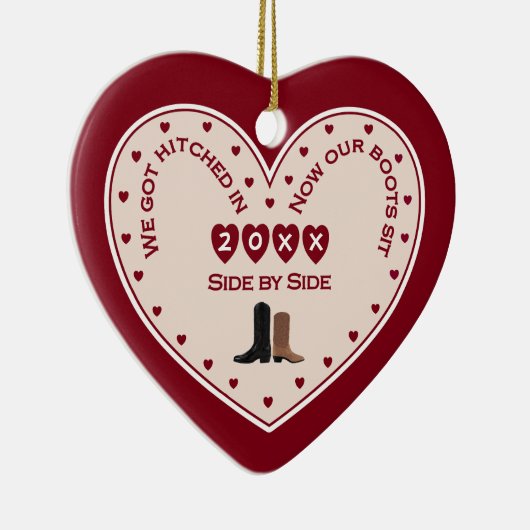 第1回クリスマスカントリー結婚したウエスタンギフト セラミックオーナメント (右)