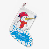 第1回クリスマスキュート雪だるまスノーフレークスケッチ スモールクリスマスストッキング (正面 (吊り時))