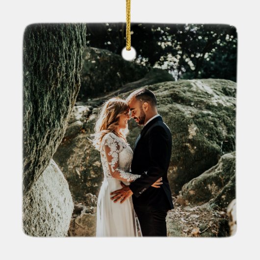 第1回クリスマスシンプルの緑の結晶の写真 セラミックオーナメント (裏面)