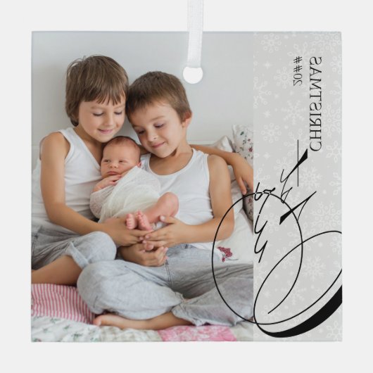 第1回クリスマススクリプト縦写真スノーフレーク ガラスオーナメント (裏面)