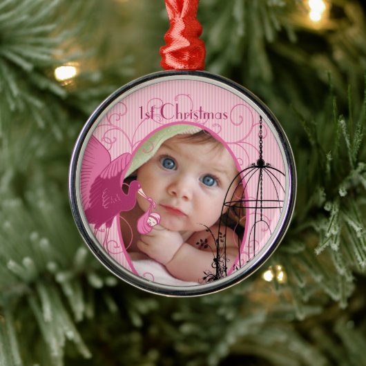 第1回クリスマスストークバードケージ写真クリスマス メタルオーナメント (ツリー)