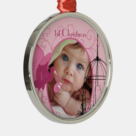 第1回クリスマスストークバードケージ写真クリスマス メタルオーナメント (右)