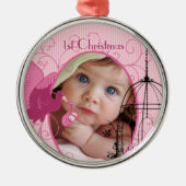 第1回クリスマスストークバードケージ写真クリスマス メタルオーナメント (正面)