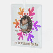 第1回クリスマススノーフレークカラフルキッズフォト ガラスオーナメント (正面左)