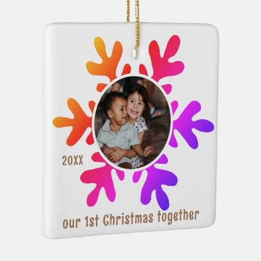 第1回クリスマススノーフレークカラフルキッズフォト セラミックオーナメント (右)