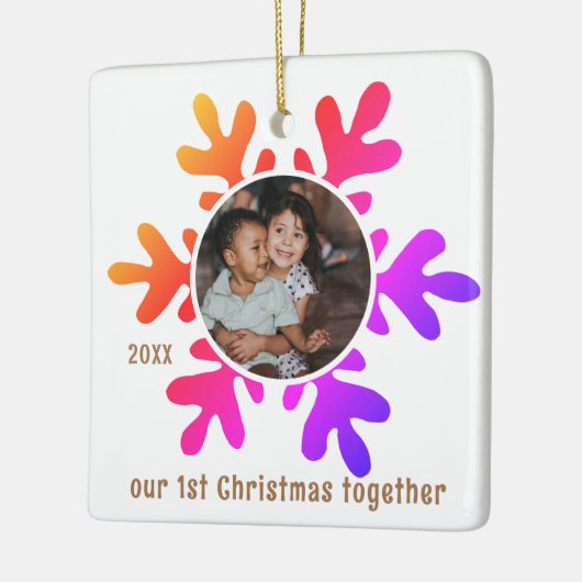 第1回クリスマススノーフレークカラフルキッズフォト セラミックオーナメント (左)