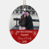 第1回クリスマススノーフレーク婚約したフォトオーナメント セラミックオーナメント (右)
