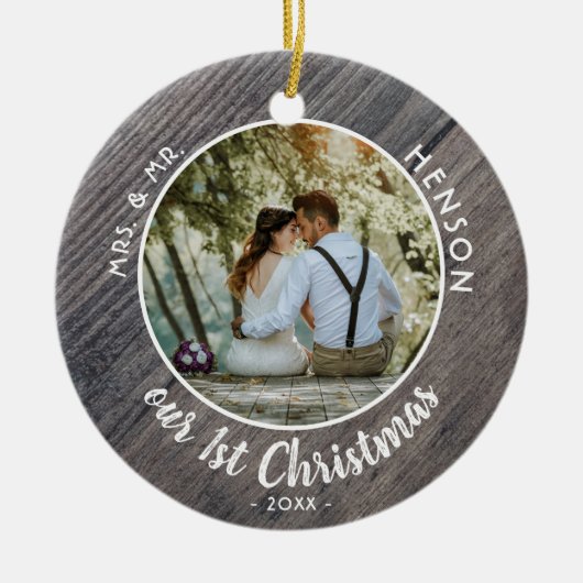 第1回クリスマスニューカ結婚ルカップル写真 セラミックオーナメント (正面)