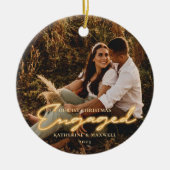 第1回クリスマスネオン婚約したレタリングフォトセラミックス セラミックオーナメント (正面)