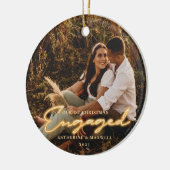 第1回クリスマスネオン婚約したレタリングフォトセラミックス セラミックオーナメント (左)