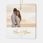 第1回クリスマスネオン結婚したレタリングフォトセラミックス セラミックオーナメント (左)