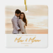 第1回クリスマスネオン結婚したレタリングフォトセラミックス セラミックオーナメント (正面)