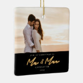 第1回クリスマスネオン結婚したレタリング写真 セラミックオーナメント (右)