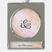 第1回クリスマスバナーピンク色 シルバープレートバナーオーナメント (正面)