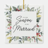 第1回クリスマスフォト今シーズン結婚した セラミックオーナメント (裏面)