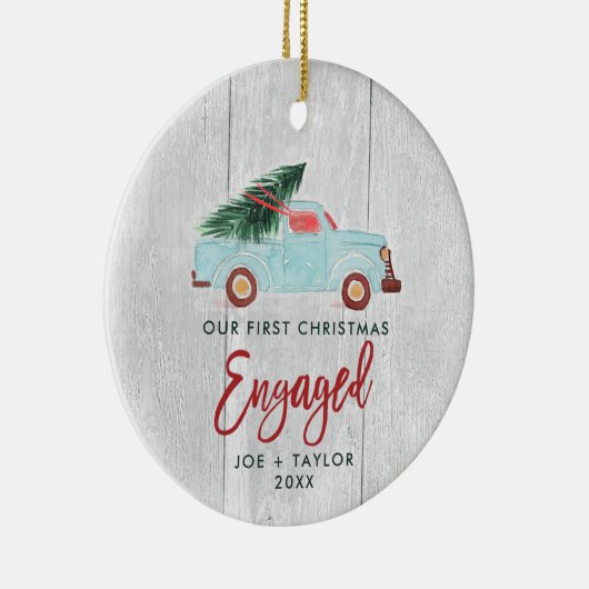 第1回クリスマスフ婚約したァンパーソナライズされたトラック セラミックオーナメント (右)