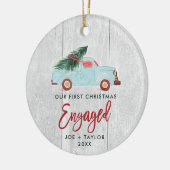 第1回クリスマスフ婚約したァンパーソナライズされたトラック セラミックオーナメント (左)