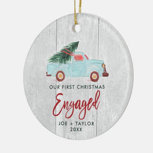 第1回クリスマスフ婚約したァンパーソナライズされたトラック セラミックオーナメント (左)