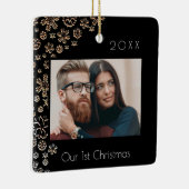 第1回クリスマスブラック写真新婚夫婦 セラミックオーナメント (右)