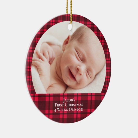 第1回クリスマスプレドの生まれたばかりのベビー写真 セラミックオーナメント (右)