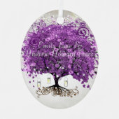 第1回クリスマスプレント紫ハートリーフ結婚 メタルオーナメント (正面)