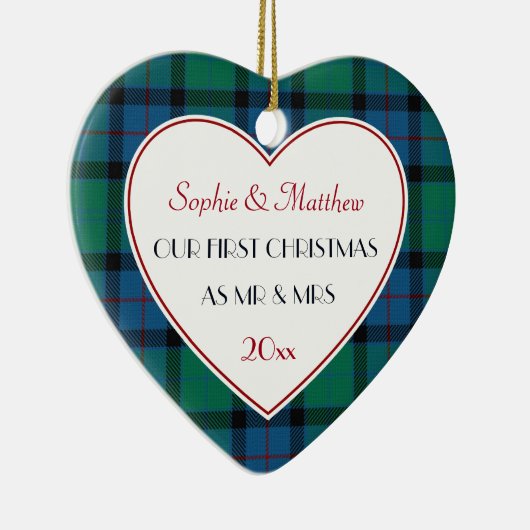 第1回クリスマスプレ結婚したイドのギフトハート セラミックオーナメント (右)
