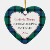 第1回クリスマスプレ結婚したイドのギフトハート セラミックオーナメント (正面)