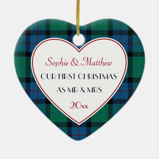 第1回クリスマスプレ結婚したイドのギフトハート セラミックオーナメント (裏面)