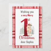 第1回クリスマスベビーガールかわいい鹿のプレイド シーズンカード (正面)