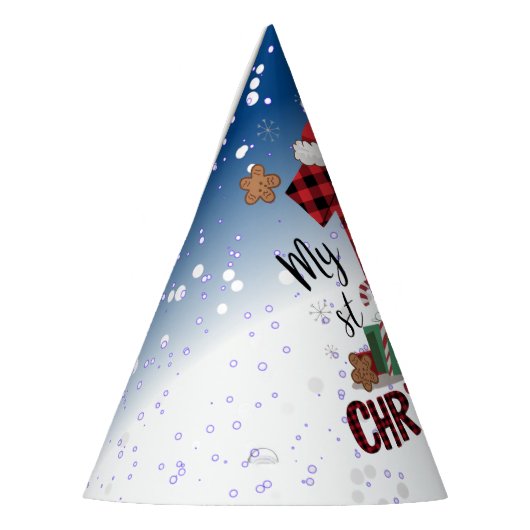 第1回クリスマスホワイトススノーベビートナカイ青空 パーティーハット (左)