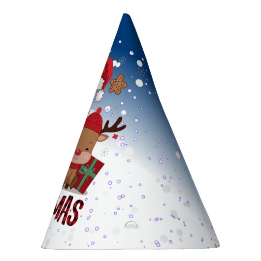 第1回クリスマスホワイトススノーベビートナカイ青空 パーティーハット (右)