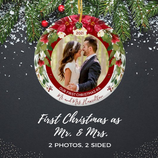 第1回クリスマスミセス・フォト・ポインセチアフローラ セラミックオーナメント