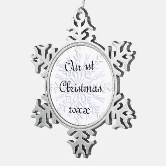 第1回クリスマス一緒に青いスノーフレーク スノーフレークピューターオーナメント (右)