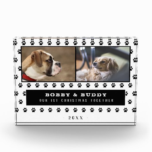 第1回クリスマス一緒に2つの犬の手2 フォトブロック (正面)