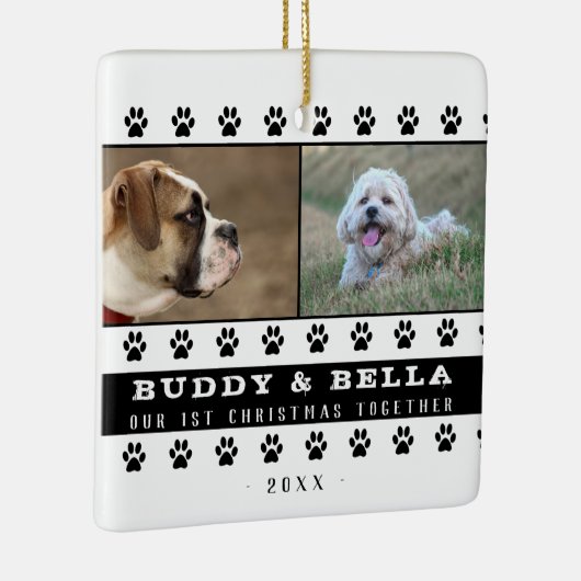 第1回クリスマス一緒に2犬ポーフォトキープサケ セラミックオーナメント (右)