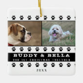 第1回クリスマス一緒に2犬ポーフォトキープサケ セラミックオーナメント (正面)