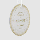 第1回クリスマス夫妻の金ゴールドグリッターリース写真 オーナメント (正面)