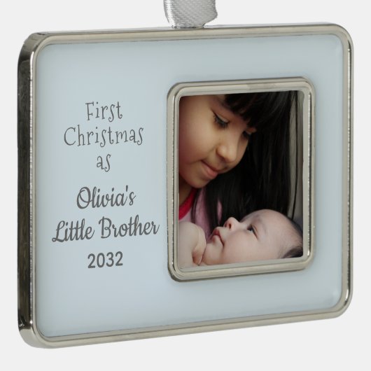 第1回クリスマス姉妹小兄の写真 シルバープレートフレームオーナメント (右)