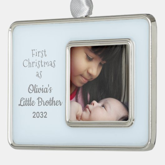 第1回クリスマス姉妹小兄の写真 シルバープレートフレームオーナメント (左)