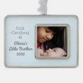 第1回クリスマス姉妹小兄の写真 シルバープレートフレームオーナメント (正面)