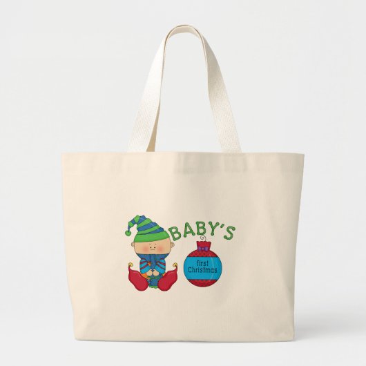 第1回クリスマス小妖精や小人Tシャツ&ギフト ラージトートバッグ (正面)